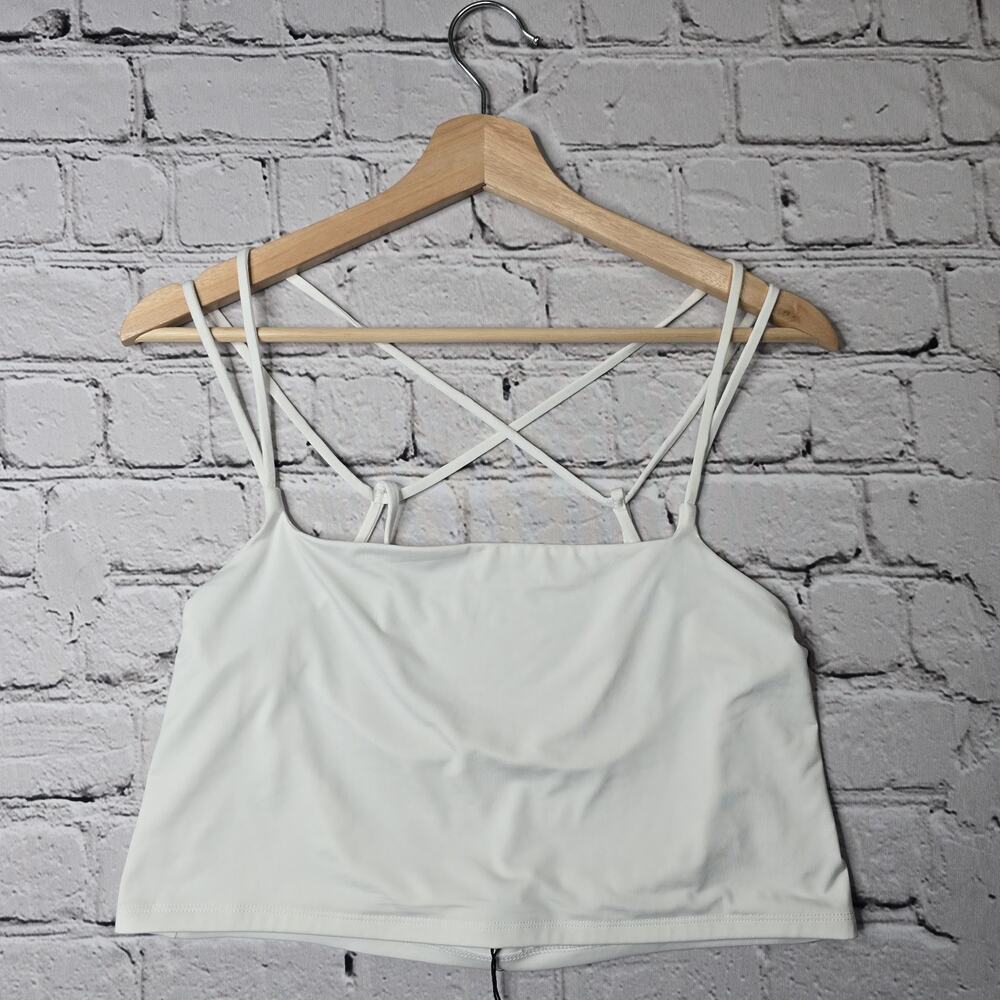 Express Body Contour Smooth White Cropped Strappy Back Tank Top Cami New Size XL - Picture 2 of 11